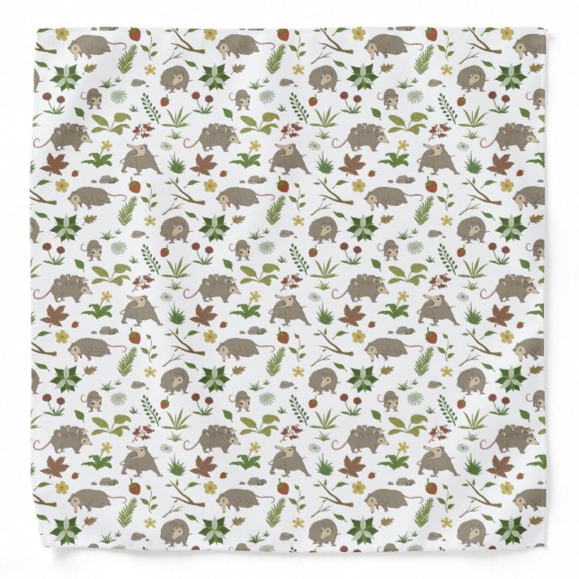 Possums in a Berry Field in White Bandana (Front)
