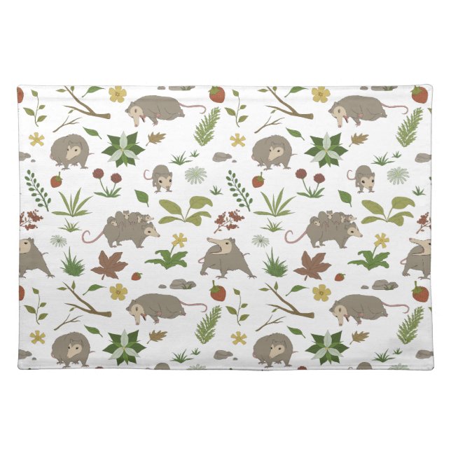 Possums in a Berry Field in White Cloth Placemat (Front)