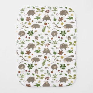 Possums in a Berry Field in White Gender Neutral Baby Burp Cloth