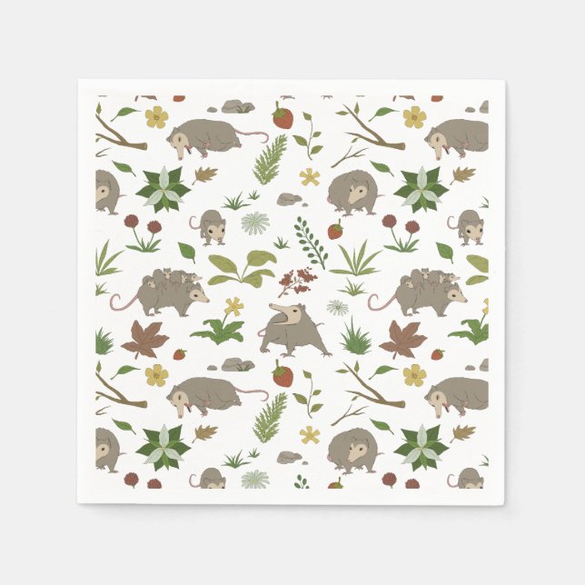 Possums in a Berry Field in White Napkins (Front)
