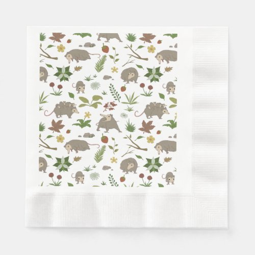 Possums in a Berry Field in White Napkins