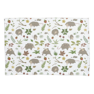 Possums in a Berry Field in White Pillow Case