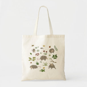 Possums in a Berry Field in White Tote Bag