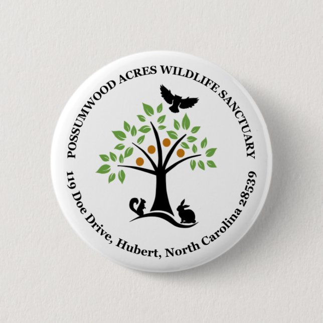 Possumwood Acres Wildlife Sanctuary Logo Badge Button (Front)