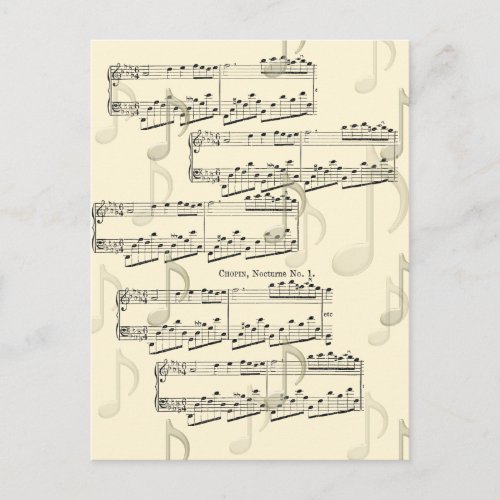 Post a Note Musical Chopin Romantic Nocturne Postcard