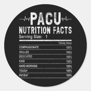 Post-anesthesia care unit nurse Nutrition Facts Classic Round Sticker