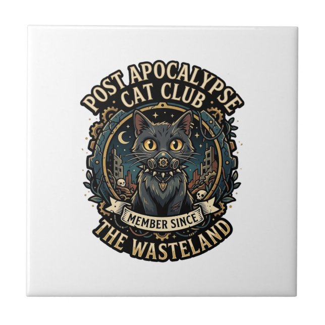 Post Apocalypse Cat Cat Dad Gift Idea - Post Apoca Ceramic Tile (Front)