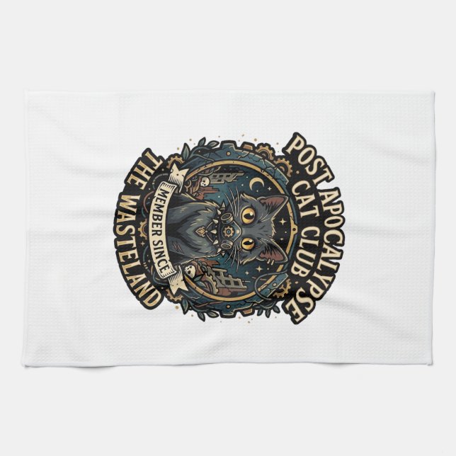Post Apocalypse Cat Cat Dad Gift Idea - Post Apoca Kitchen Towel (Horizontal)