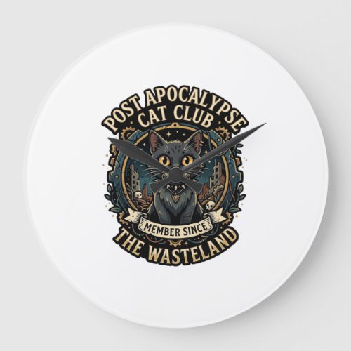 Post Apocalypse Cat Cat Dad Gift Idea - Post Apoca Large Clock