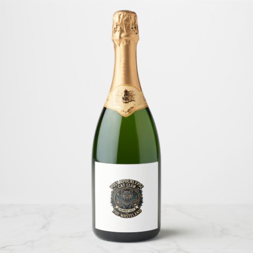 Post Apocalypse Cat Cat Dad Gift Idea - Post Apoca Sparkling Wine Label