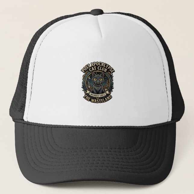 Post Apocalypse Cat Cat Dad Gift Idea - Post Apoca Trucker Hat (Front)