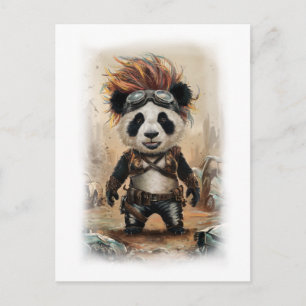 Post Apocalypse Panda Movie Design on a White Holiday Postcard