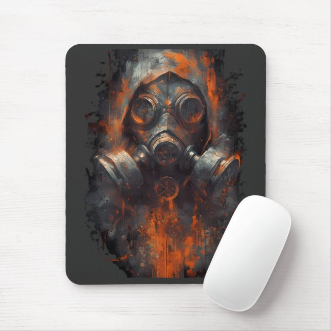 Post Apocalyptic Gas Mask Toxic Grunge Mouse Pad (With Mouse)