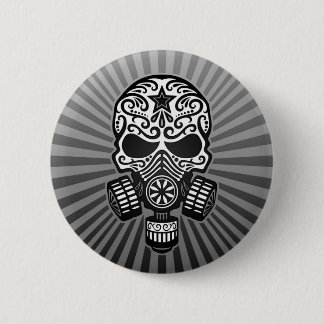 Post Apocalyptic Sugar Skull, grey Pinback Button