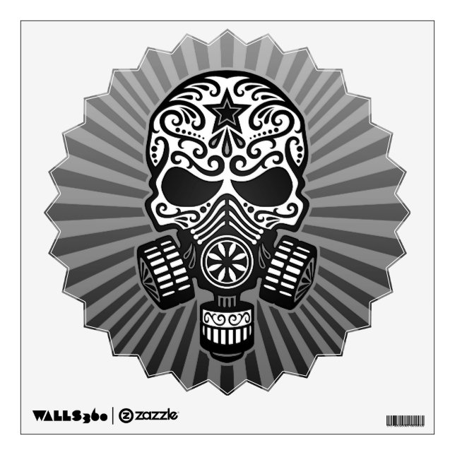 Post Apocalyptic Sugar Skull, grey Wall Sticker (Front)