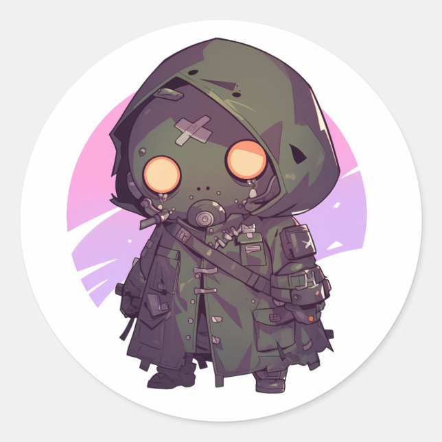 Post Apocalyptic Wanderer in anime style Classic Round Sticker (Front)