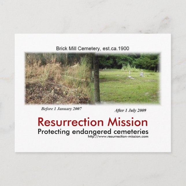Post card~~Brick Mill Cemetery Postcard (Front)