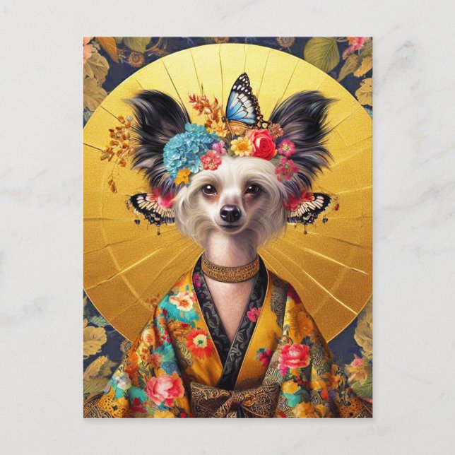 Post Card - Chinese Crested Dog in Kimono (Front)