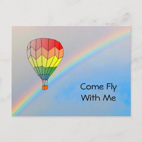 Post card _ Hot Air Balloon and Rainbow