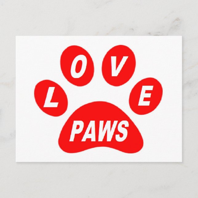 Post Card Love Paws on Paws Red (Front)