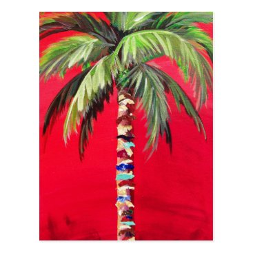 Post Card- Red South Beach Palm Tree Postcard Post Card- Red South Beach Palm Tree Postcard