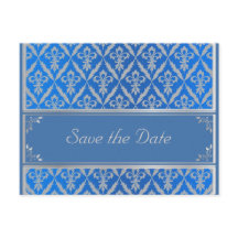 Post Card--Save the Date Fleur Light Blue