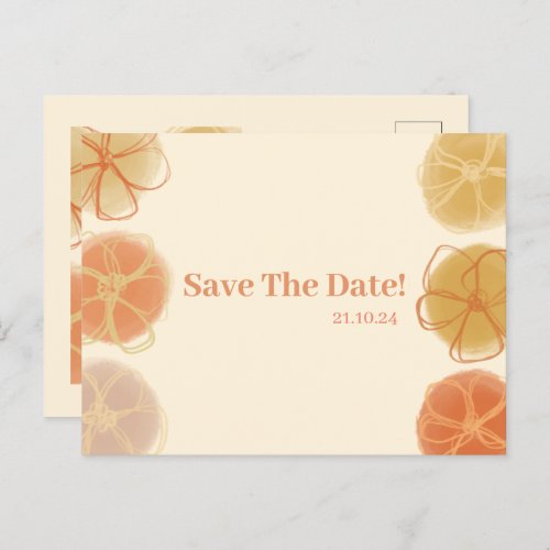 Post Card Save The Date Retro Floral Wedding