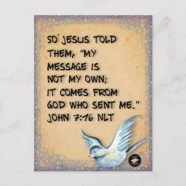 Post card sized Bible Verse Memory Card John 7:16 (Front)