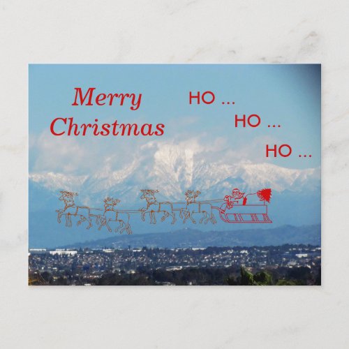 Post card  Sleigh and Santa Over SoCal