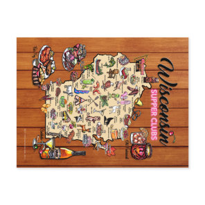 Post Card - Wisconsin Supper Club Map