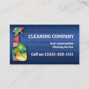 Post-Construction Cleaning Service Dark Blue Business Card