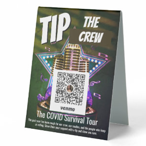 Post Covid and Music Industry Tip the Band Venmo Table Tent