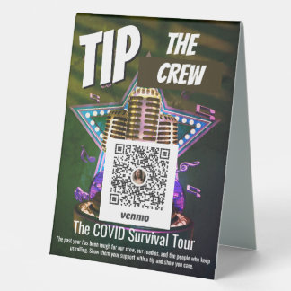 Post Covid and Music Industry Tip the Band Venmo Table Tent
