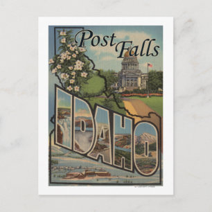 Post Falls, Idaho - Large Letter Scenes Postcard