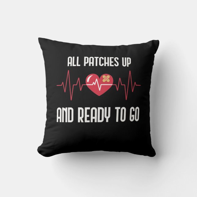 Post Heart Surgery Get Well Bypass Recovery Throw Pillow (Front)