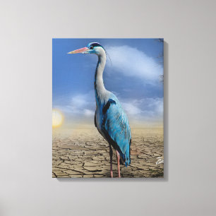 Post Impressionism Heron Water Color Abstract Art Canvas Print