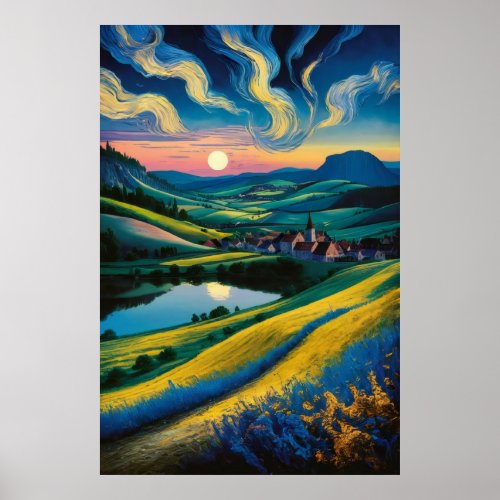 post_impressionist Van gogh style landscape  Poster