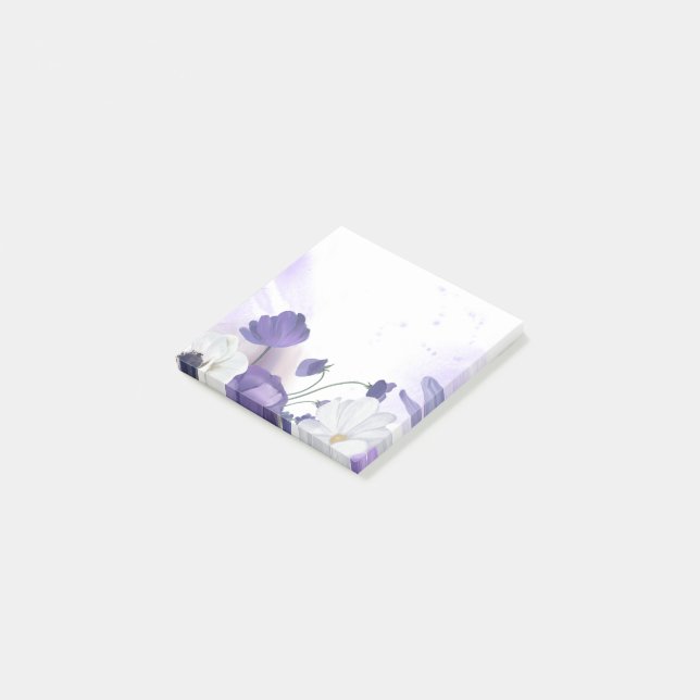 Post It Block - Purple Flower Theme Post-it Notes (Angled)
