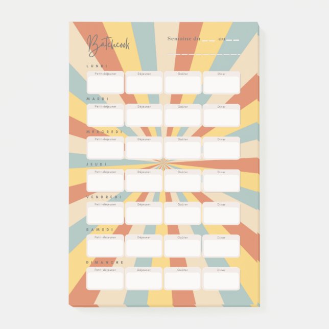 Post-it® Menu Scheduler Post-it Notes (Front)