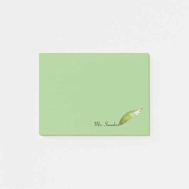 Post-it Notepad - Green Feather Pen (Front)