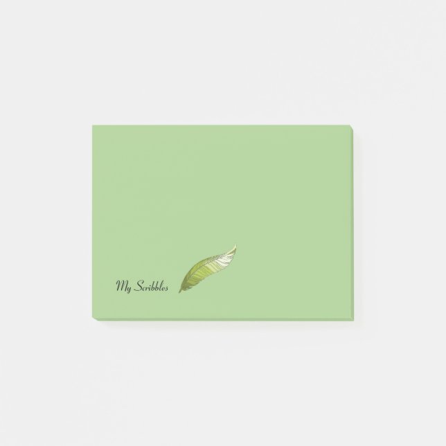 Post-it Notepad - Green Feather Pen (Front)