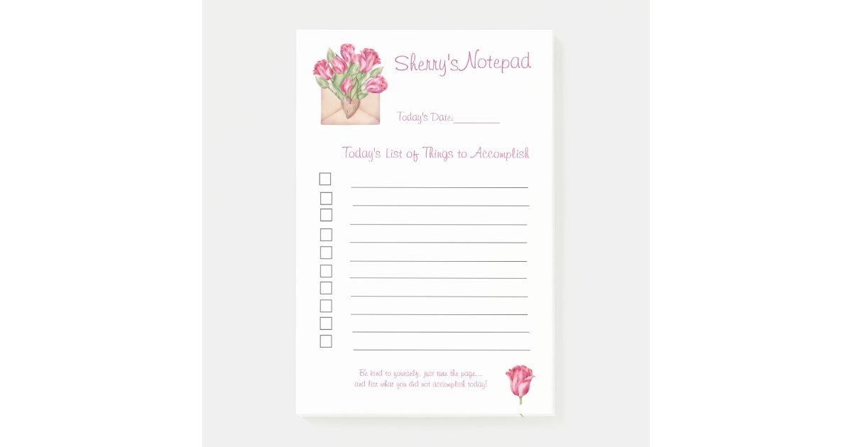 Custom big Post-it® notes with red tulip flower, Zazzle