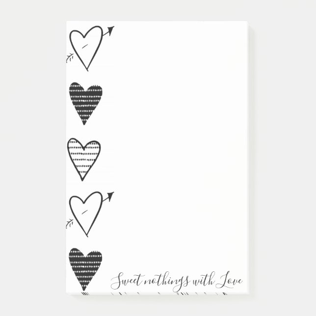 Post-it Notes Black Hearts Sweet Nothing with Love (Front)