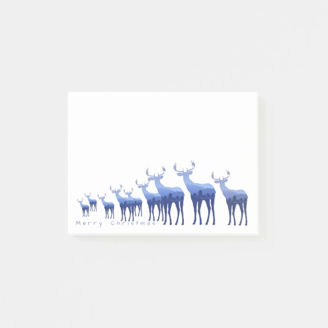 Post-it-Notes-Blue Deer Merry Christmas Post-it Notes (Front)