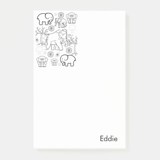 Post-it Notes Coloring Elephants (Front)