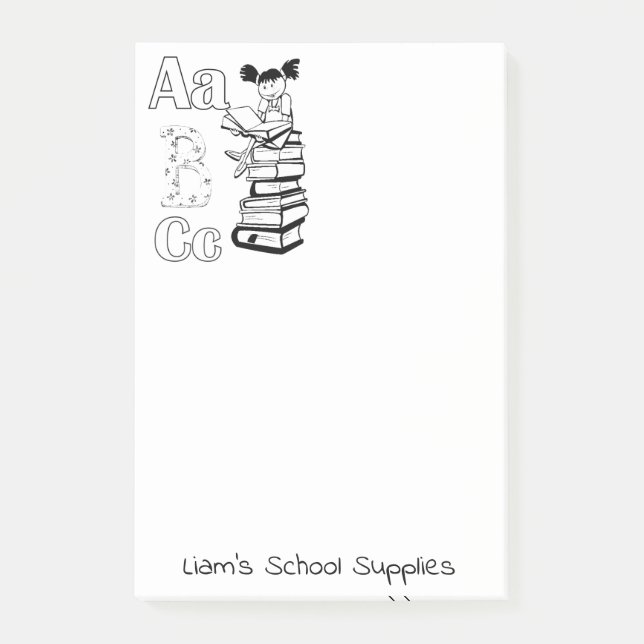 Post-it Notes Coloring School Reading (Front)
