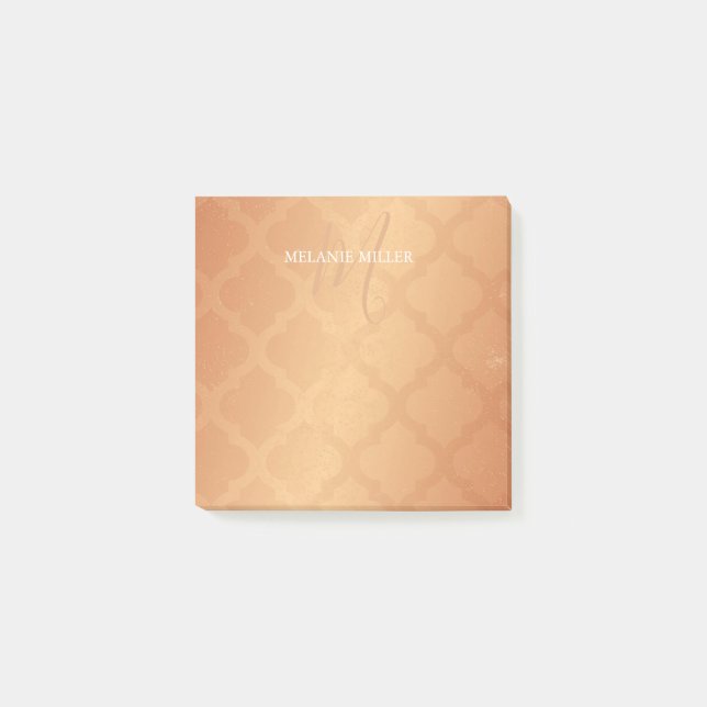 Post It Notes - Copper Lattice Initial Name (Front)