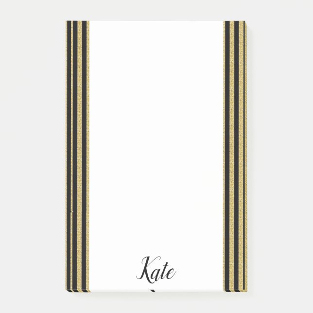 Post-it Notes Gold and Black Stripe (Front)