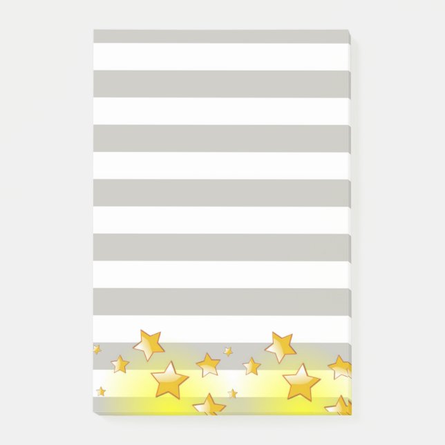 Post-it Notes Gray Stripe Yellow Stars (Front)