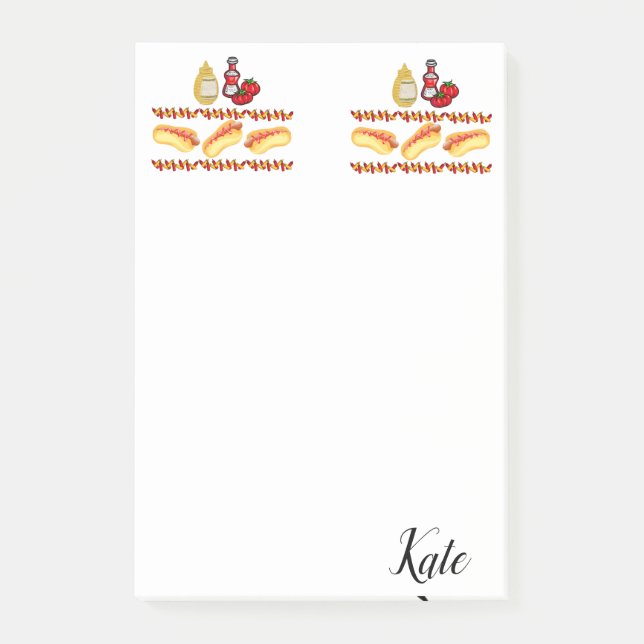 Post-it Notes Hotdogs Ketchup Mustard Food (Front)